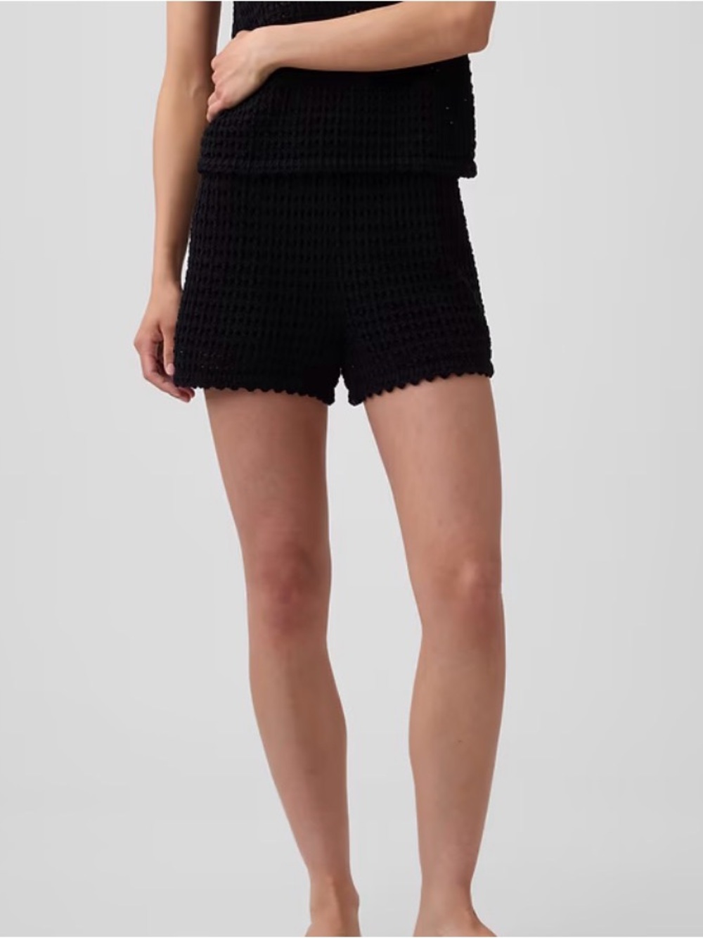 GAP Black Crochet High-Waist Knit Shorts